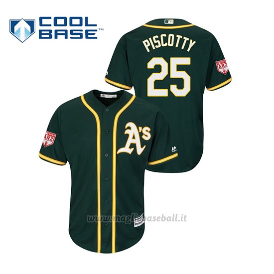 Maglia Baseball Uomo Oakland Athletics Stephen Piscotty 2019 Entrenamiento De Primavera Cool Base Verde